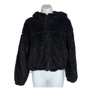 Women's BDG Urban Outfitters Cropped Teddy Jacket, M, Black